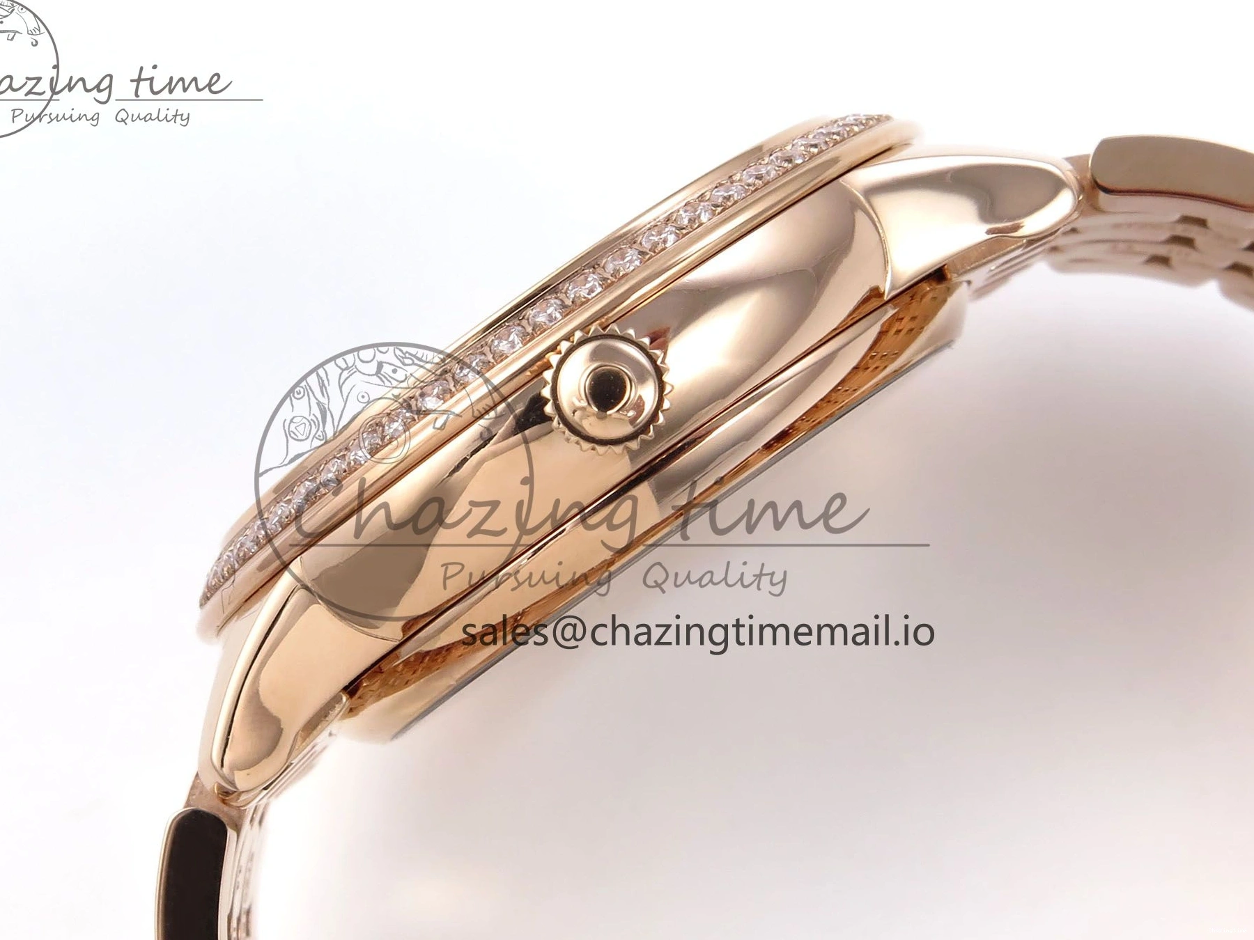 0102 De Ville Prestige Ladies RG VSF 1:1 Best Edition Brown Diamonds Dial on RG Bracelet A Sophisticated 7681